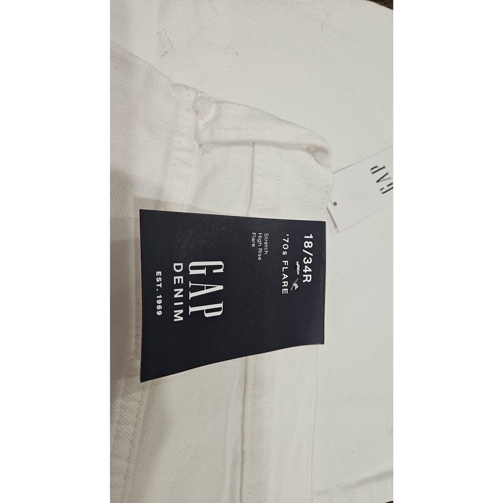 GAP Womens 70s Flare High Rise White Denim Jeans Size 18/34R NWT - Picture 6 of 7